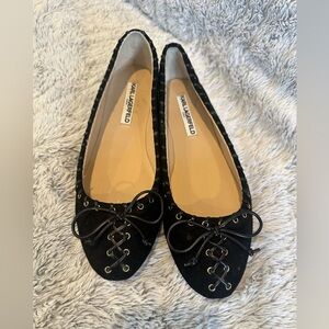 Karl Lagerfeld Black leather Women's Ballet Flats